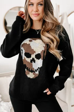 Just A Heads Up Camo Skull Sweater (Black)