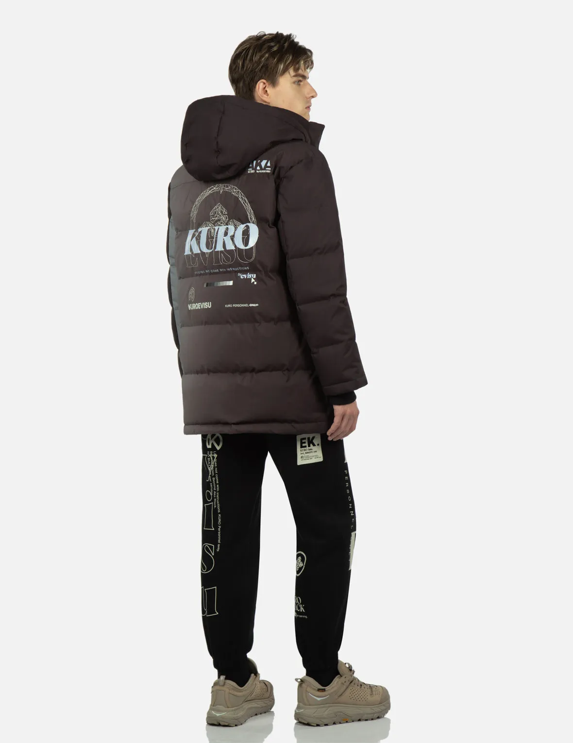 Kamon and Logo Embroidered Gradient Down Jacket