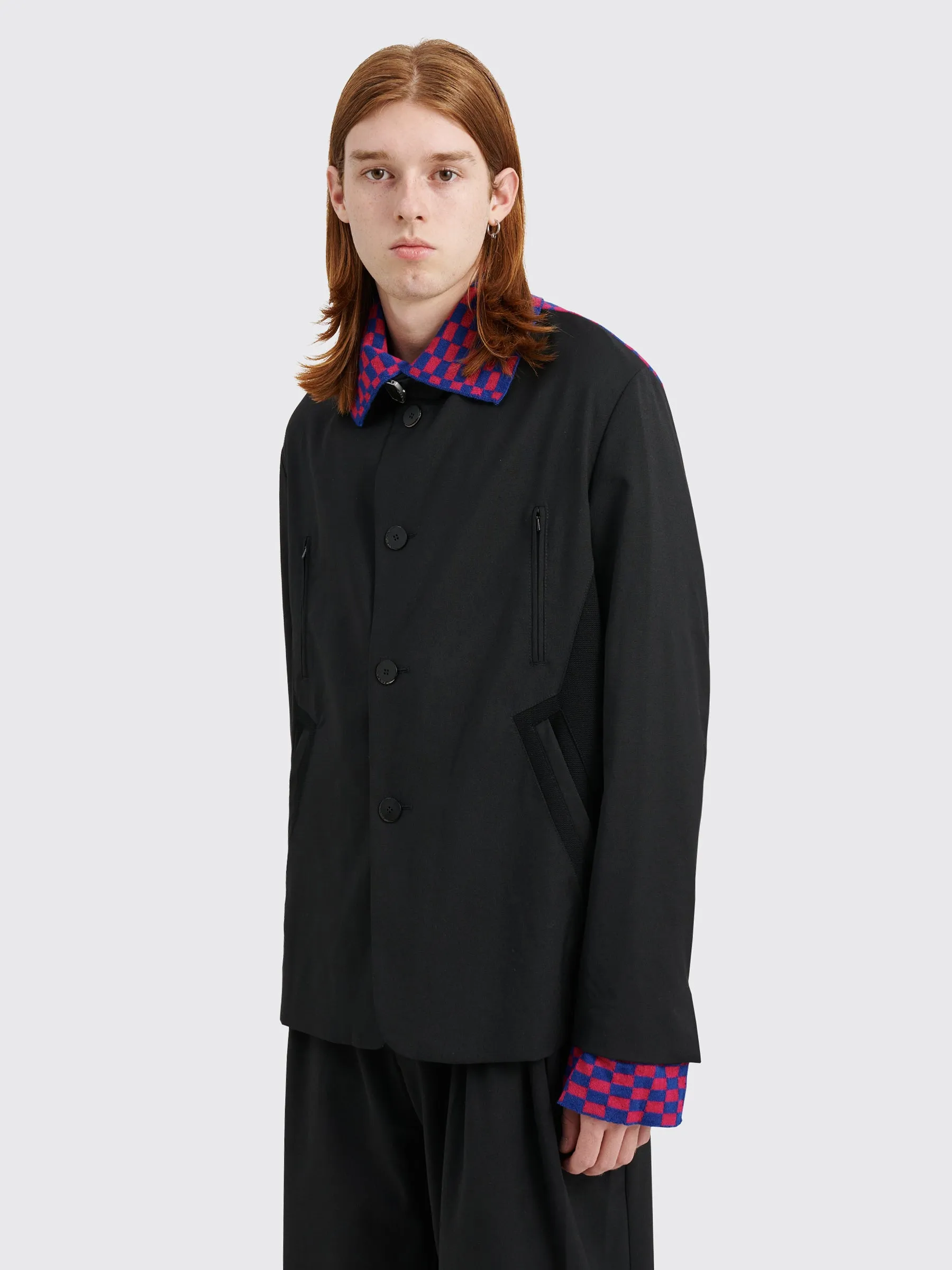 Kiko Kostadinov Sorelle Jacket Wool Jet Black / Phlox Check