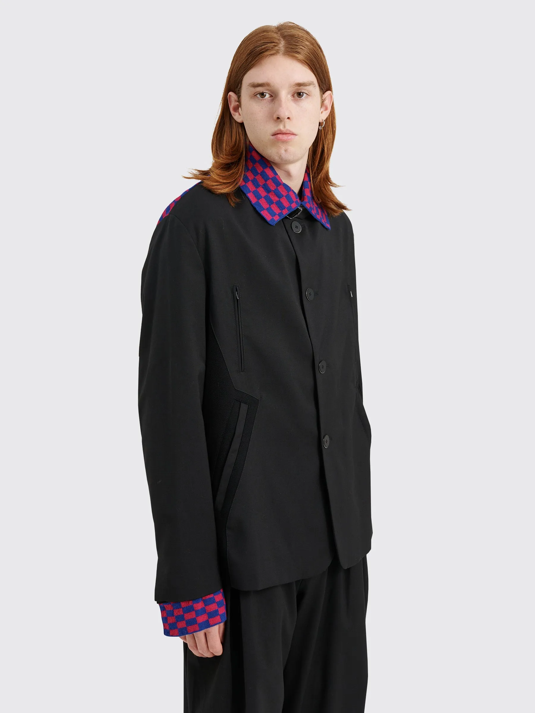 Kiko Kostadinov Sorelle Jacket Wool Jet Black / Phlox Check