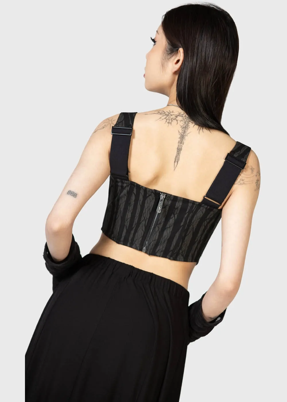 Killstar Fearful Forest Corset Top Black