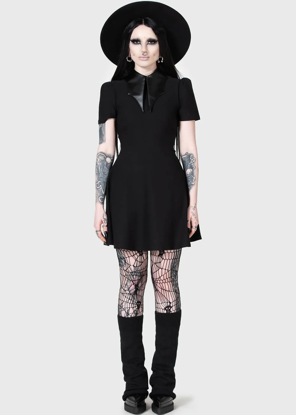 Killstar Kihilist Chapel Collar Skater Dress Black