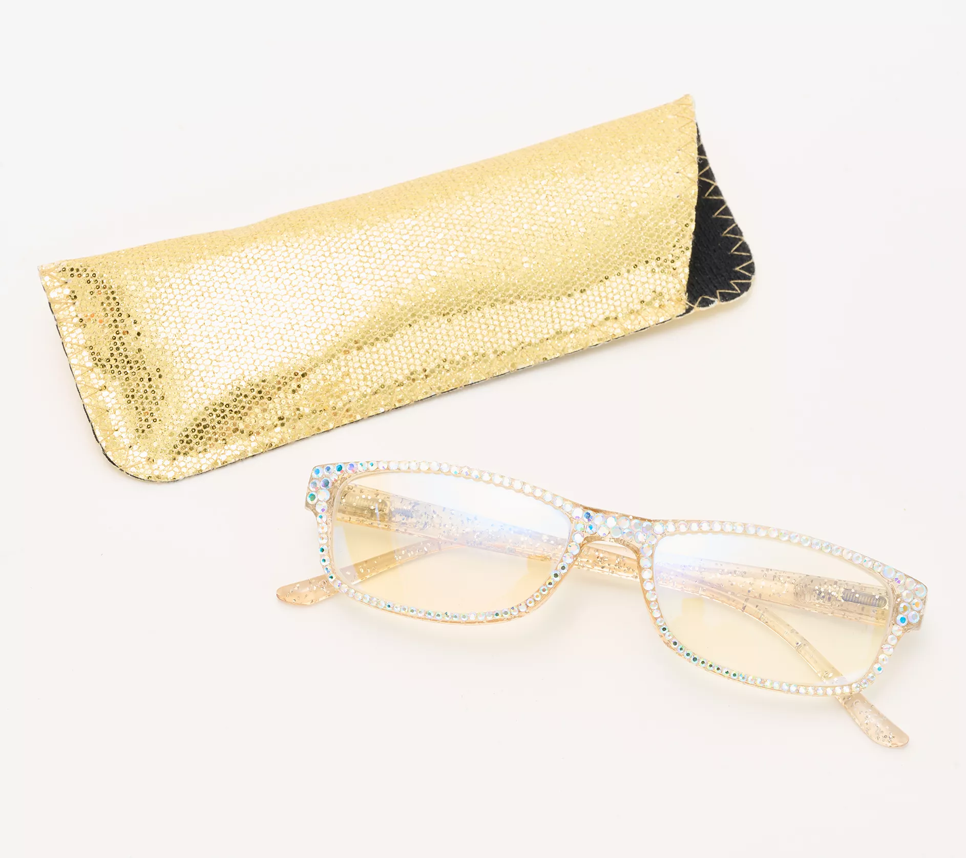 Kirks Folly Glitter Goddess Goldtone Reading Glasses, 3-3.5