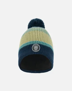 Knit Hat Blue, Green And Gray