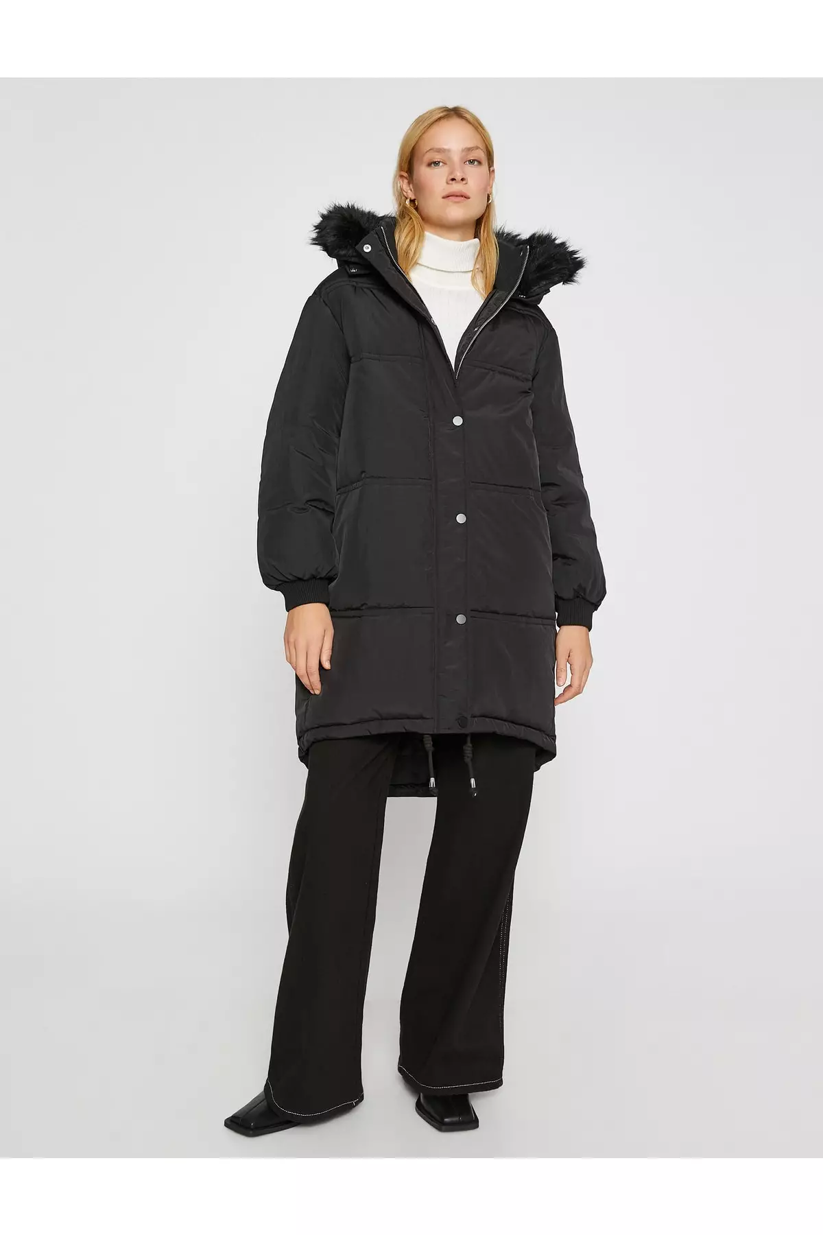 KOTON Plush Hooded Coat