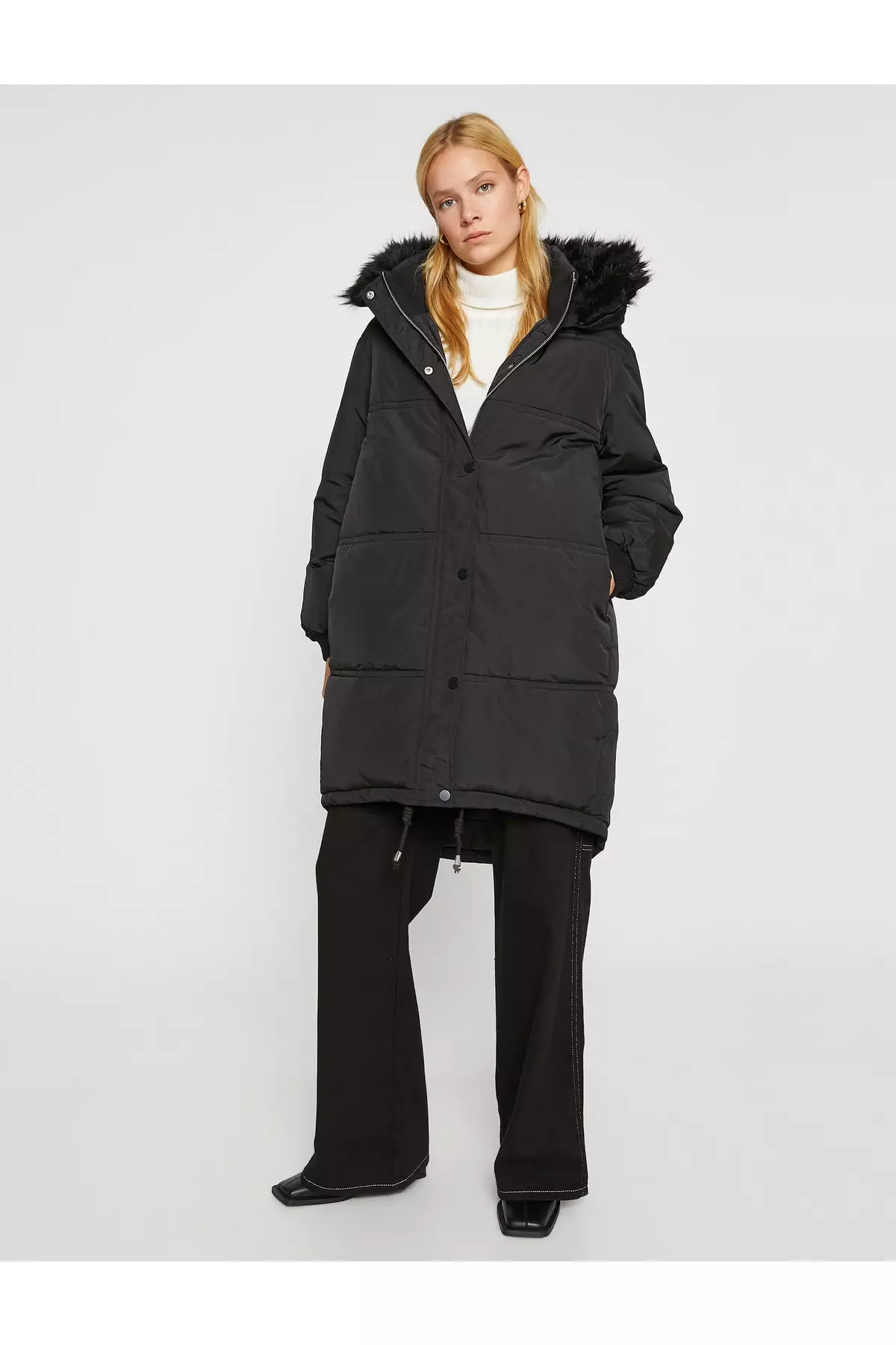 KOTON Plush Hooded Coat