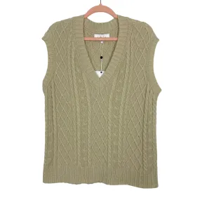 L'Academie Beige Cable Knit Sweater Vest NWT- Size S