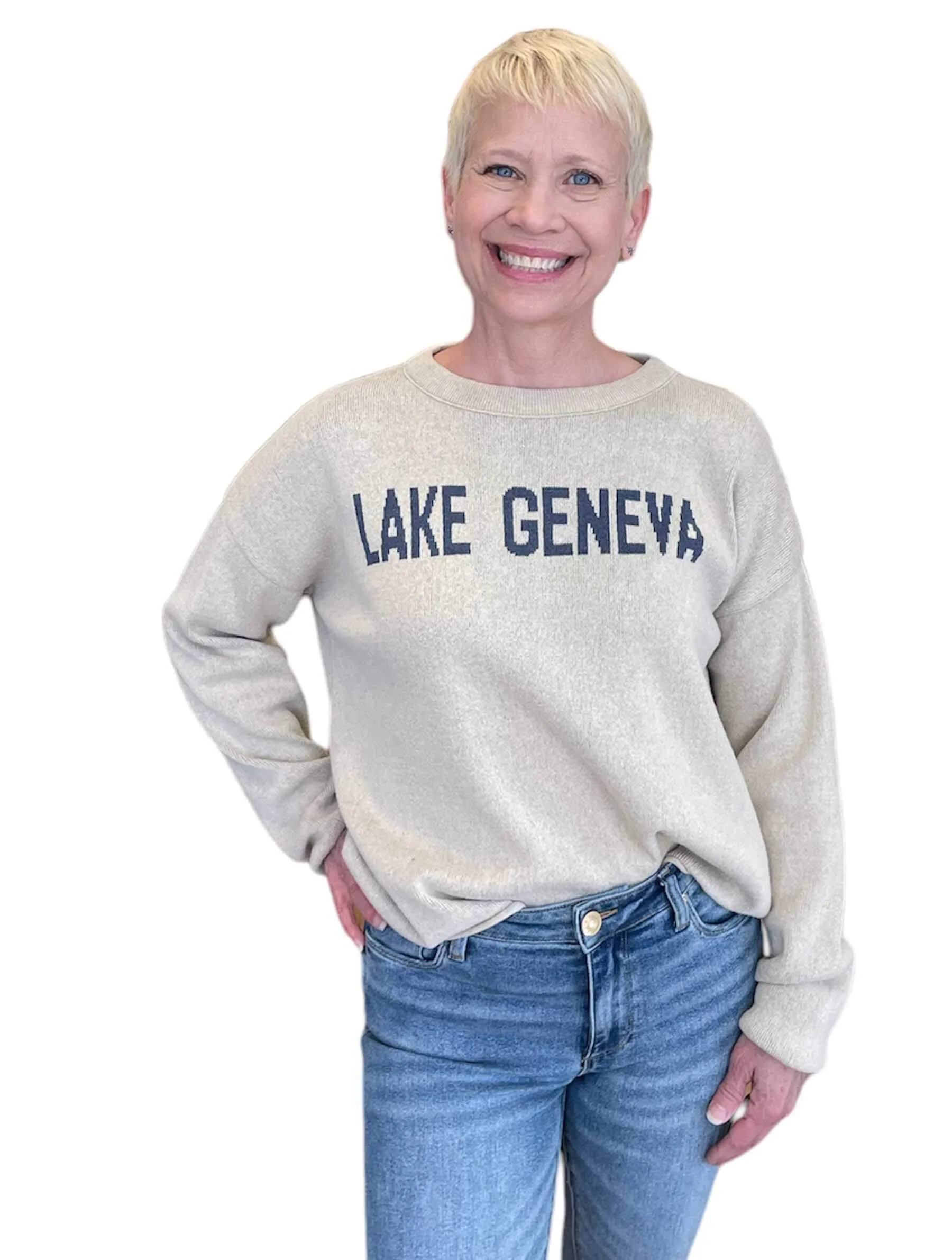 Lake Geneva Boxy Sweater in Camel/Jeans