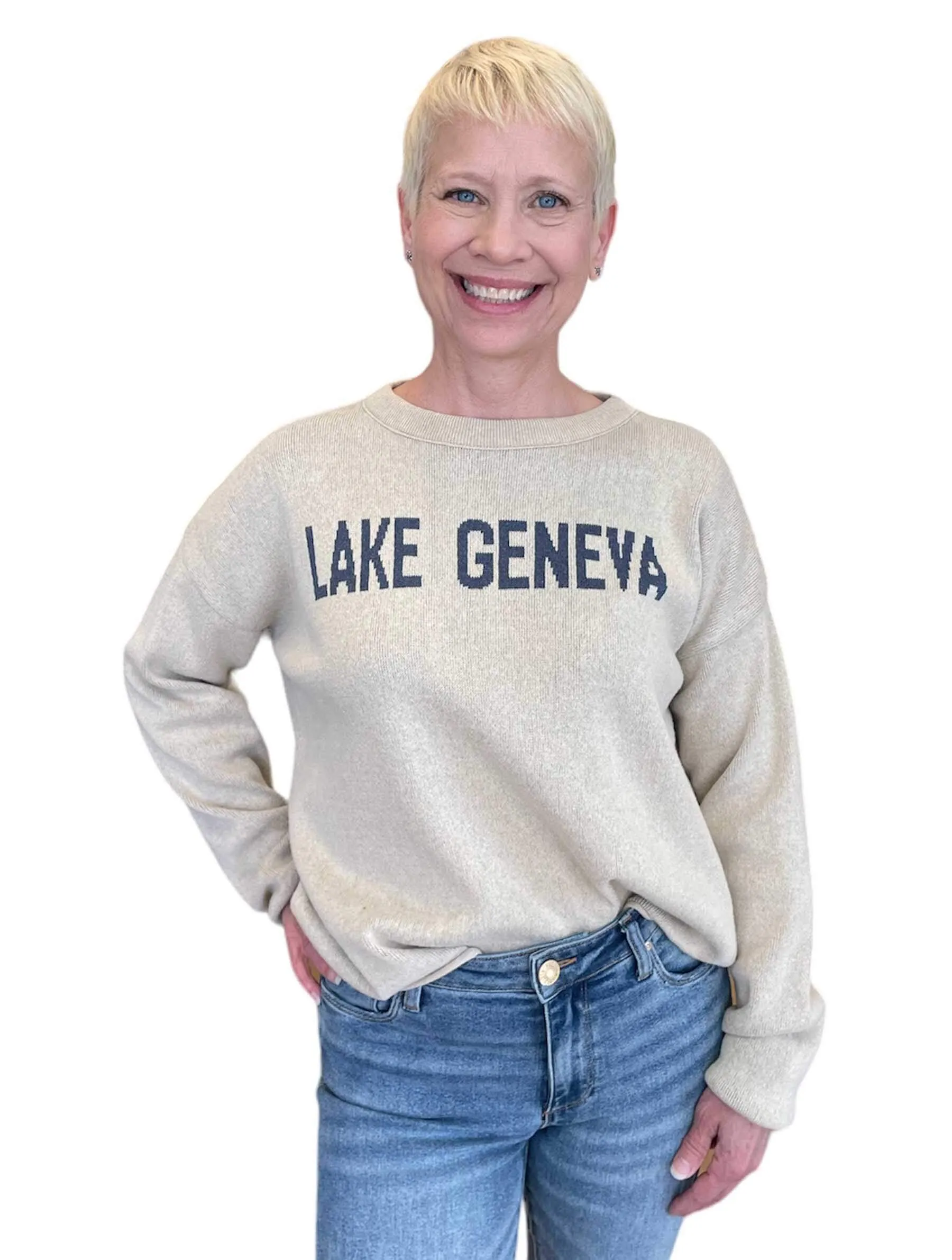 Lake Geneva Boxy Sweater in Camel/Jeans