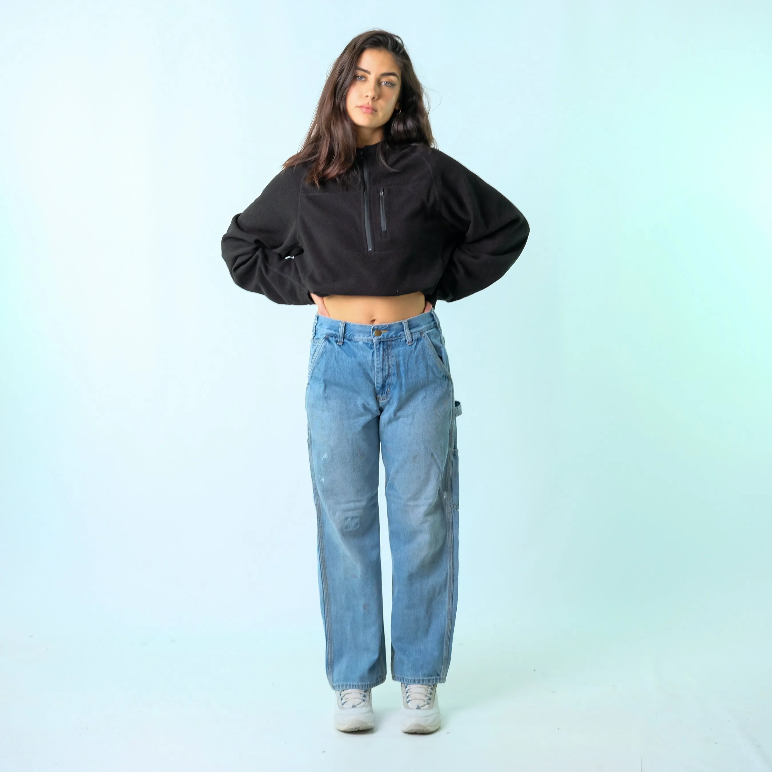 Light Blue 90s RK Brand Denim Carpenter Baggy Jeans Pants (30x32)