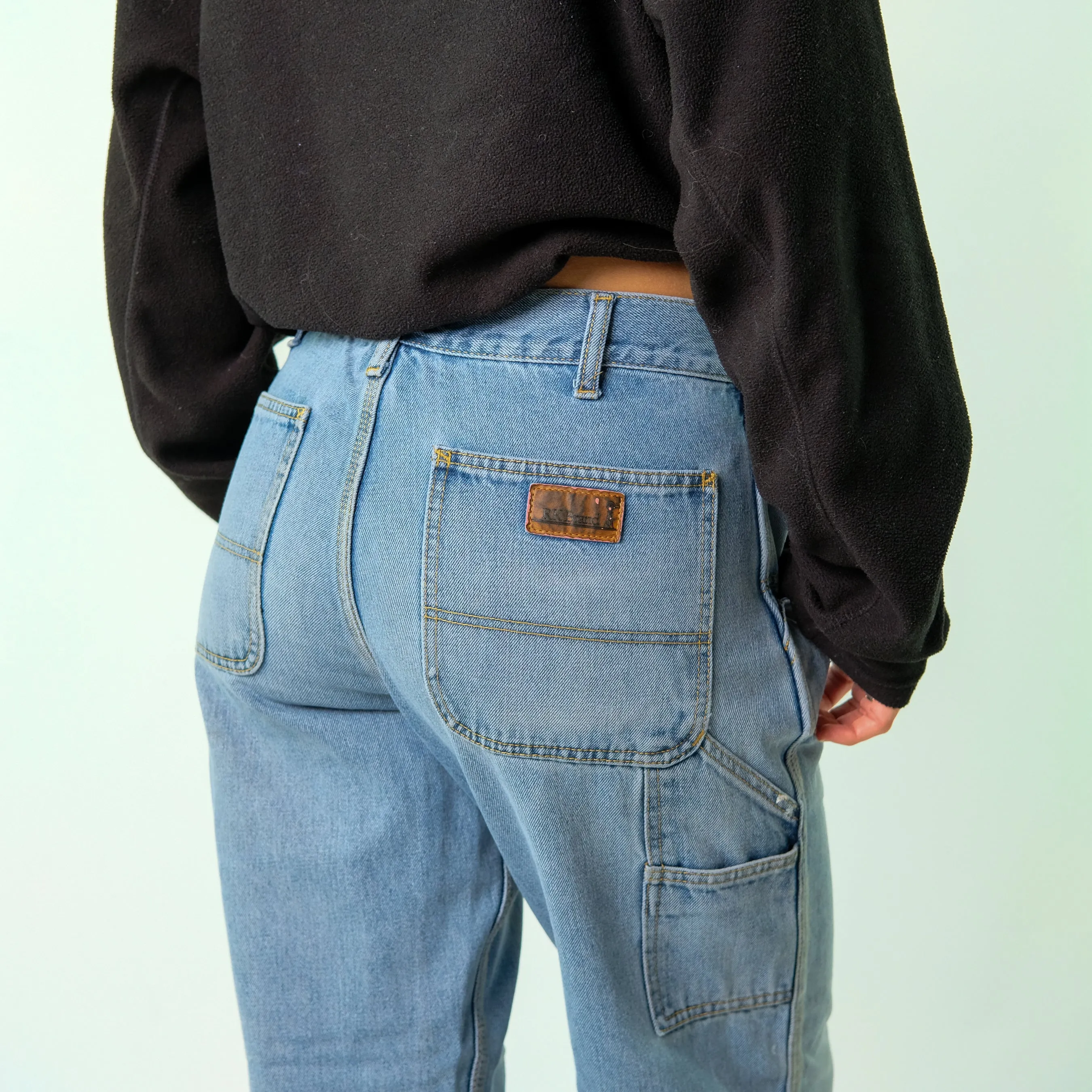 Light Blue 90s RK Brand Denim Carpenter Baggy Jeans Pants (30x32)