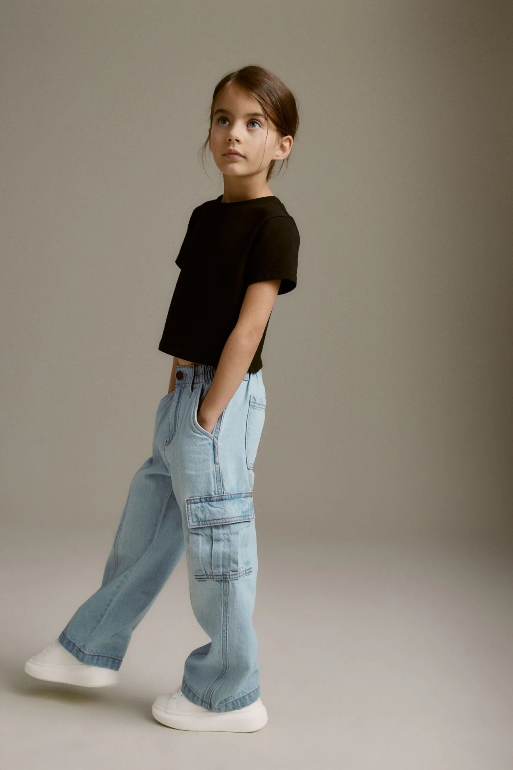 Light Blue Denim Wide Leg Cargo Jeans (3-16yrs)