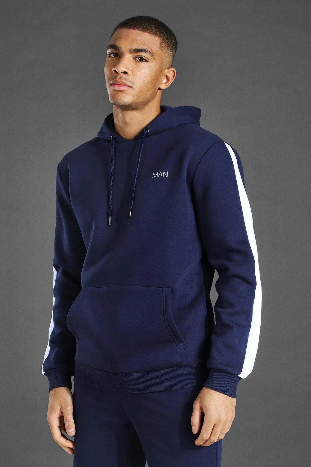 Man Active Oth Side Stripe Hoodie | boohooMAN UK