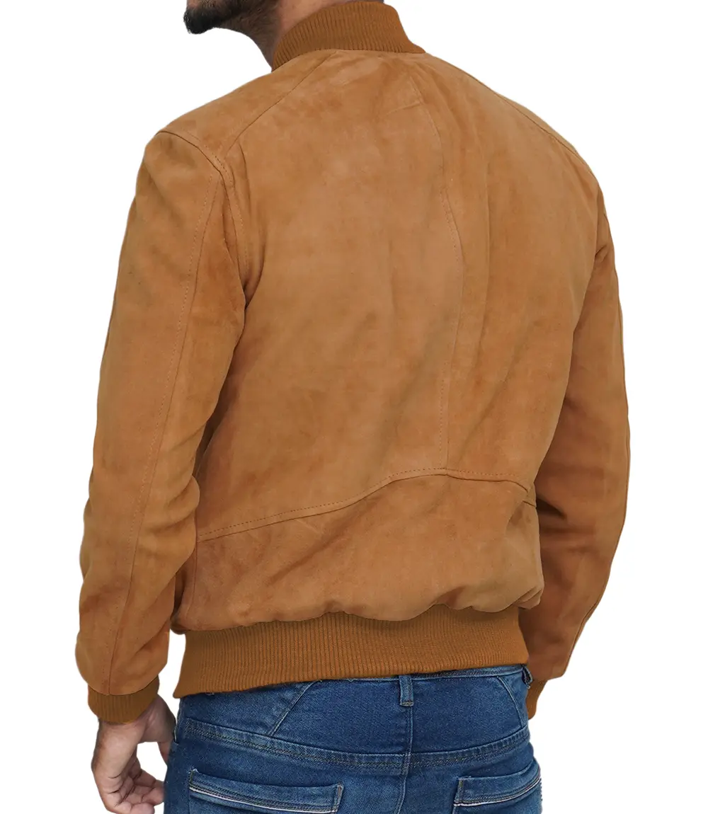 Men's Bomber Light Brown Suede Jacket