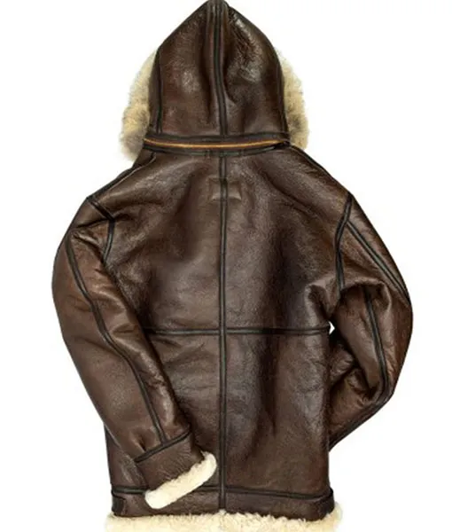 Men’s B3 Shearling Hooded Coat - Brown Leather Coat | TLC