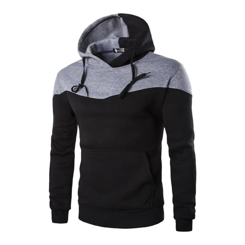 Men's Casual Contrast Color Patchwork Long-Sleeved Sports Hoodie 59515840M