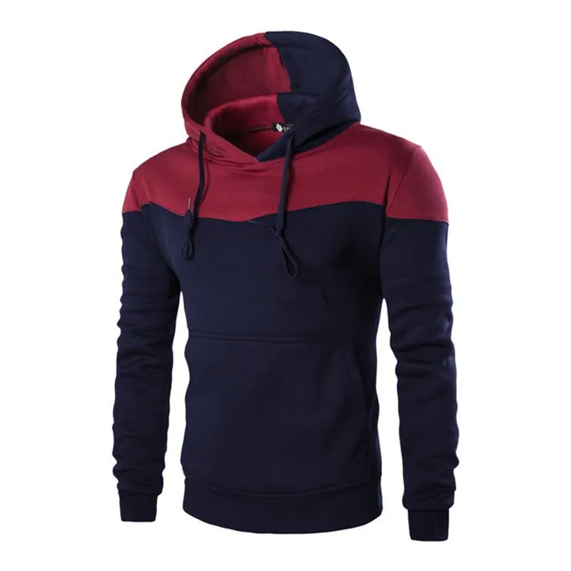 Men's Casual Contrast Color Patchwork Long-Sleeved Sports Hoodie 59515840M