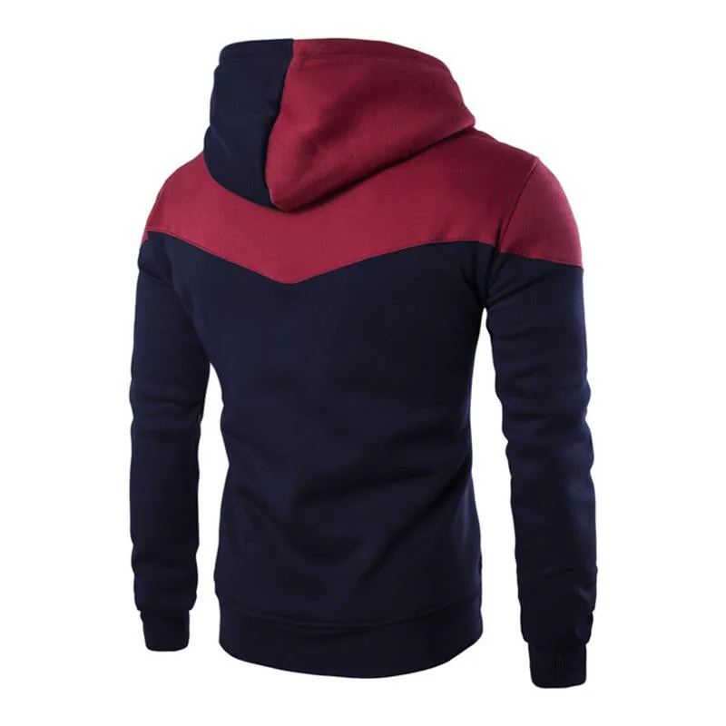 Men's Casual Contrast Color Patchwork Long-Sleeved Sports Hoodie 59515840M