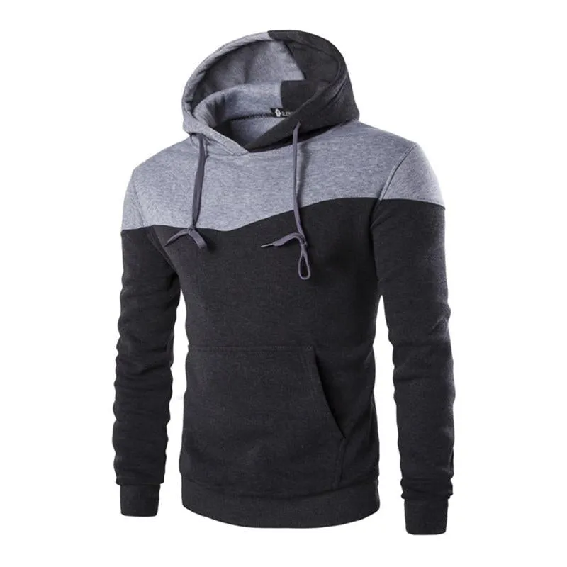 Men's Casual Contrast Color Patchwork Long-Sleeved Sports Hoodie 59515840M