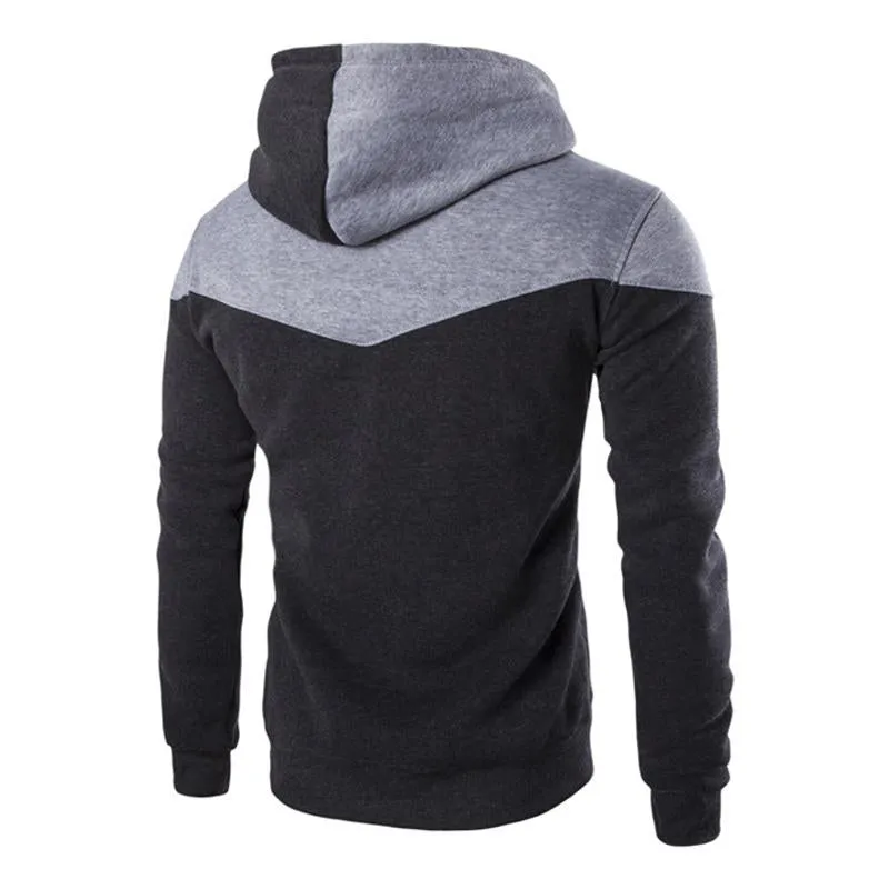 Men's Casual Contrast Color Patchwork Long-Sleeved Sports Hoodie 59515840M