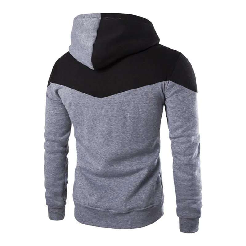 Men's Casual Contrast Color Patchwork Long-Sleeved Sports Hoodie 59515840M