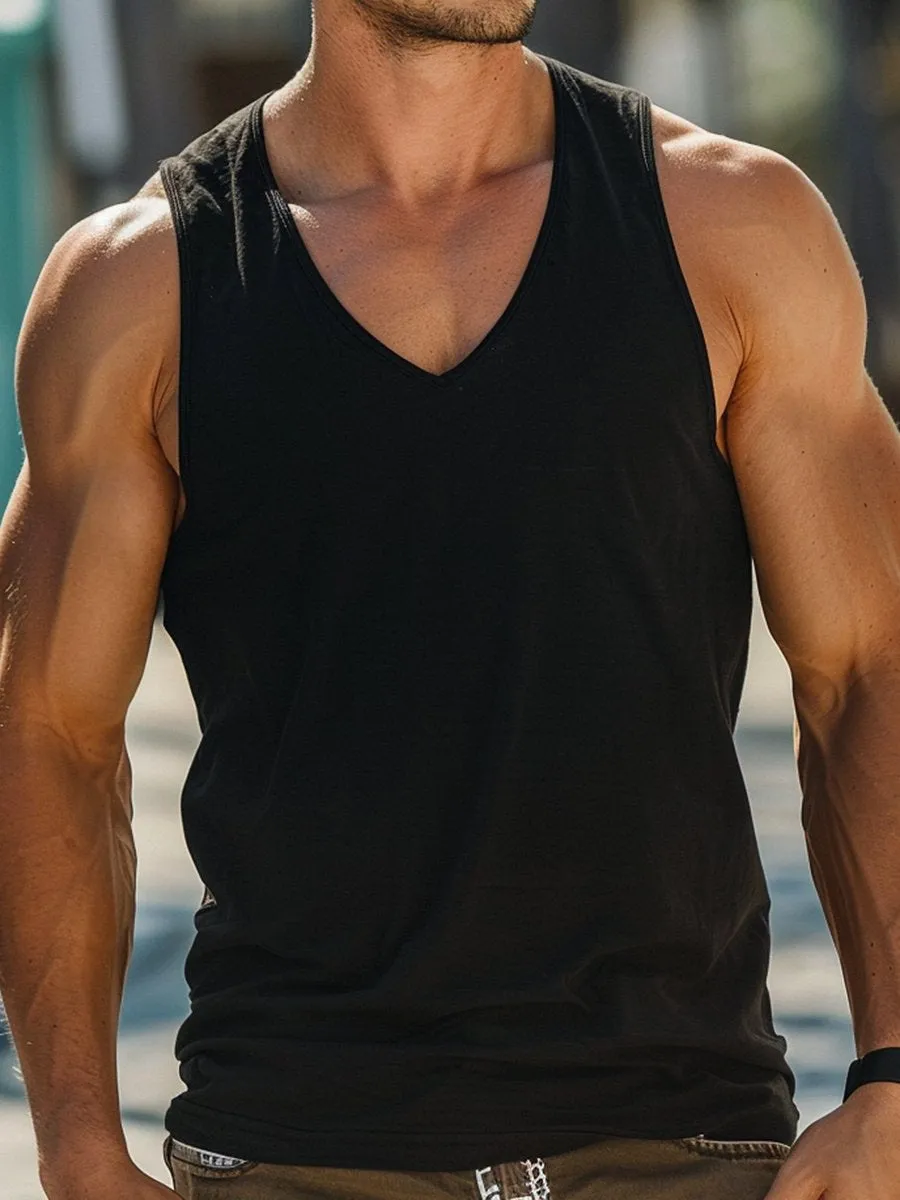 Men's Casual Solid Color V-Neck Tank Top