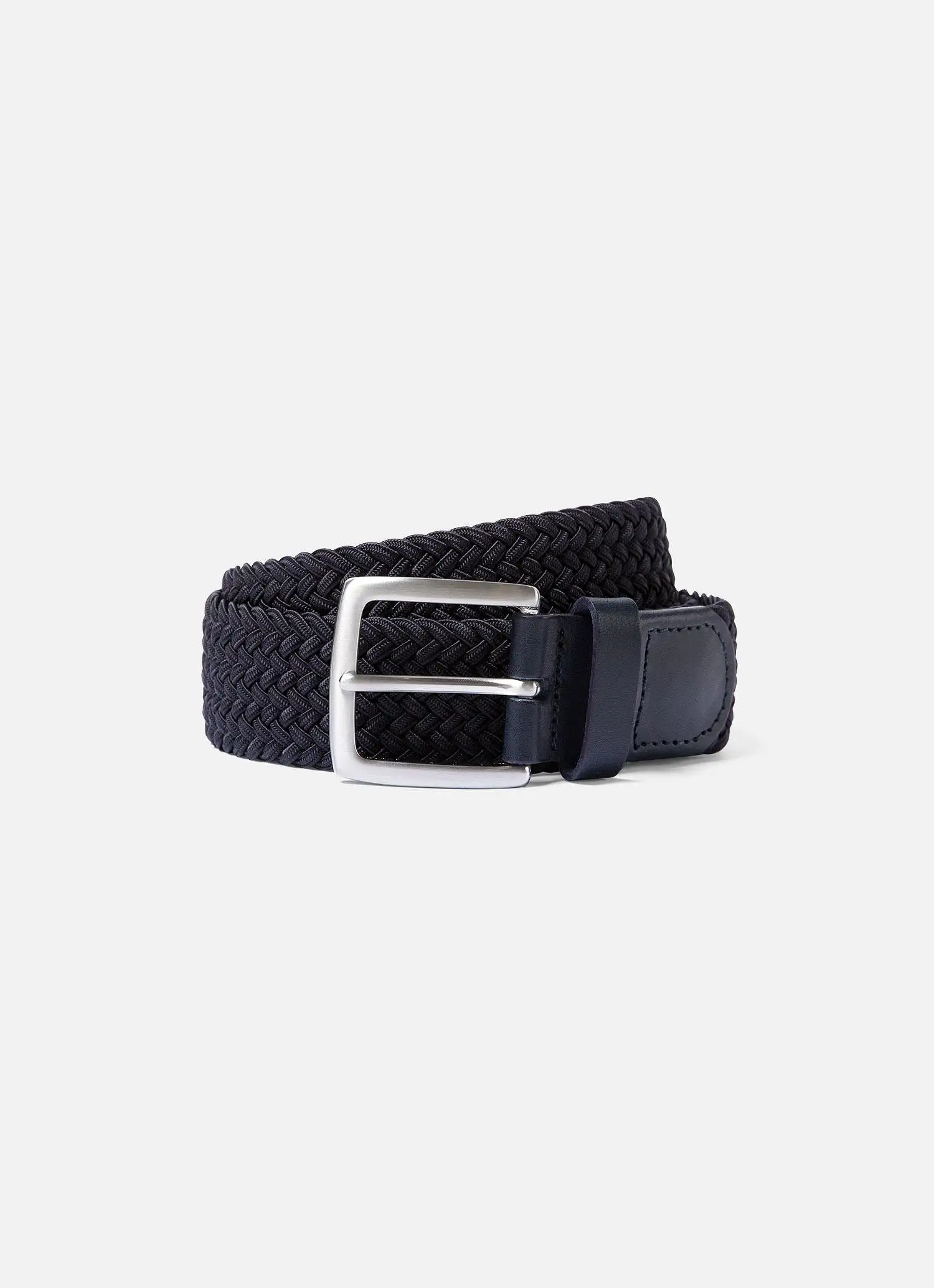 Men's Elasticated Braided Belt in Navy