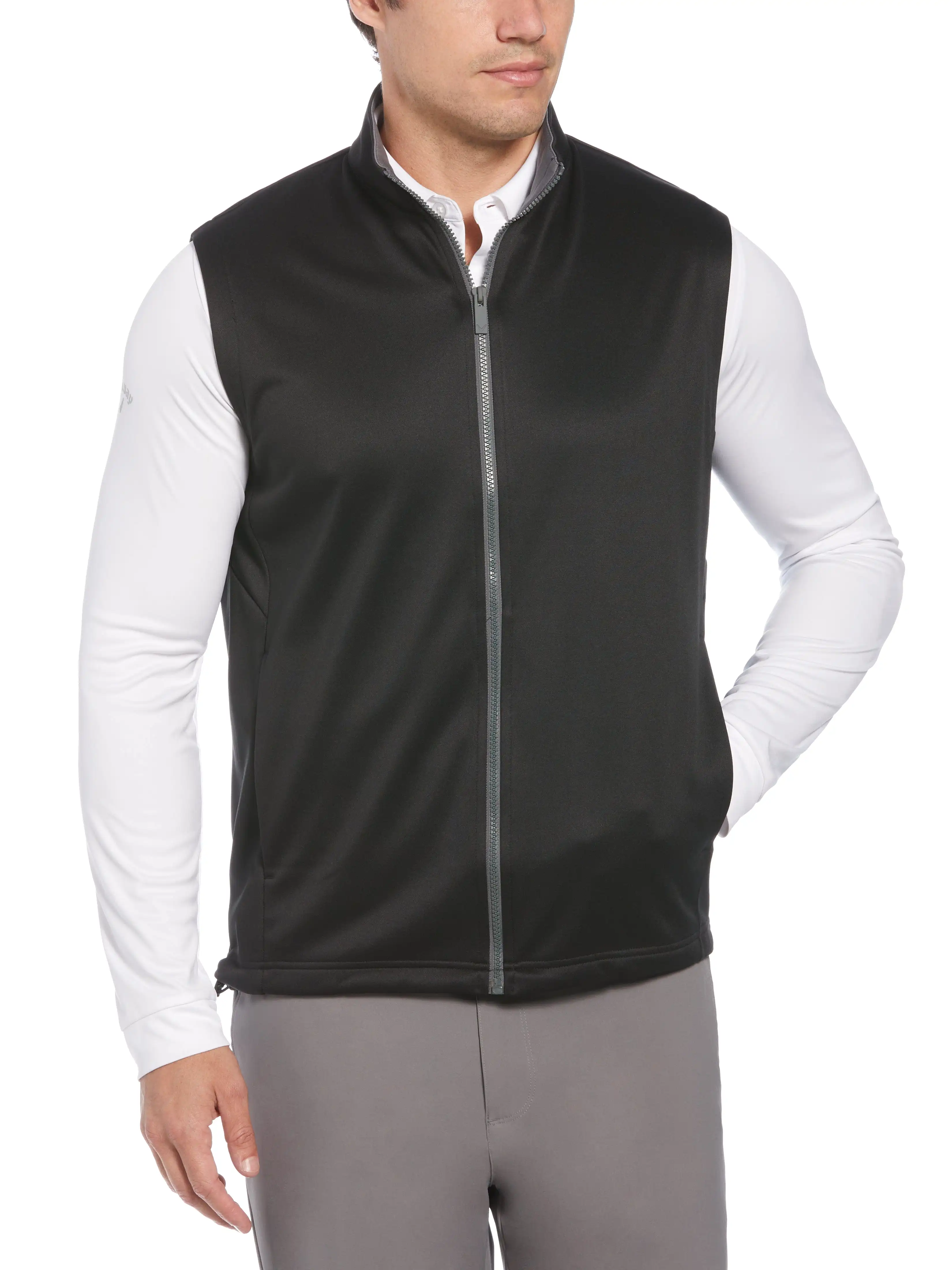 Mens Full Zip Chevron Back Golf Vest