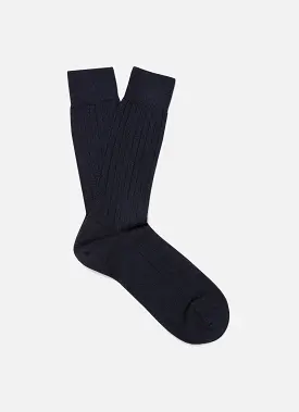 Men's Merino Wool Rib Socks in Navy