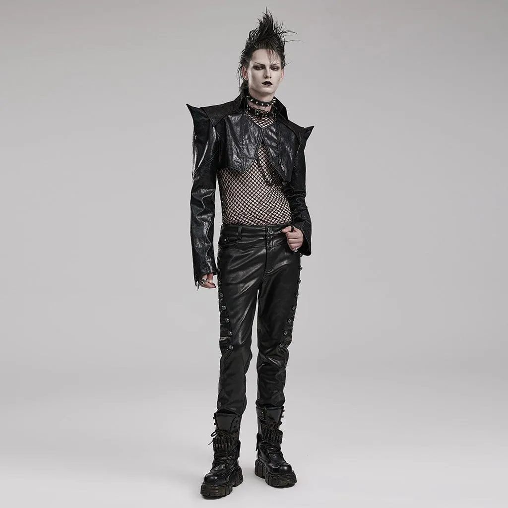 Men's Punk Short Faux Leather Jacket