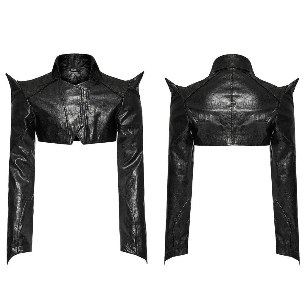 Men's Punk Short Faux Leather Jacket