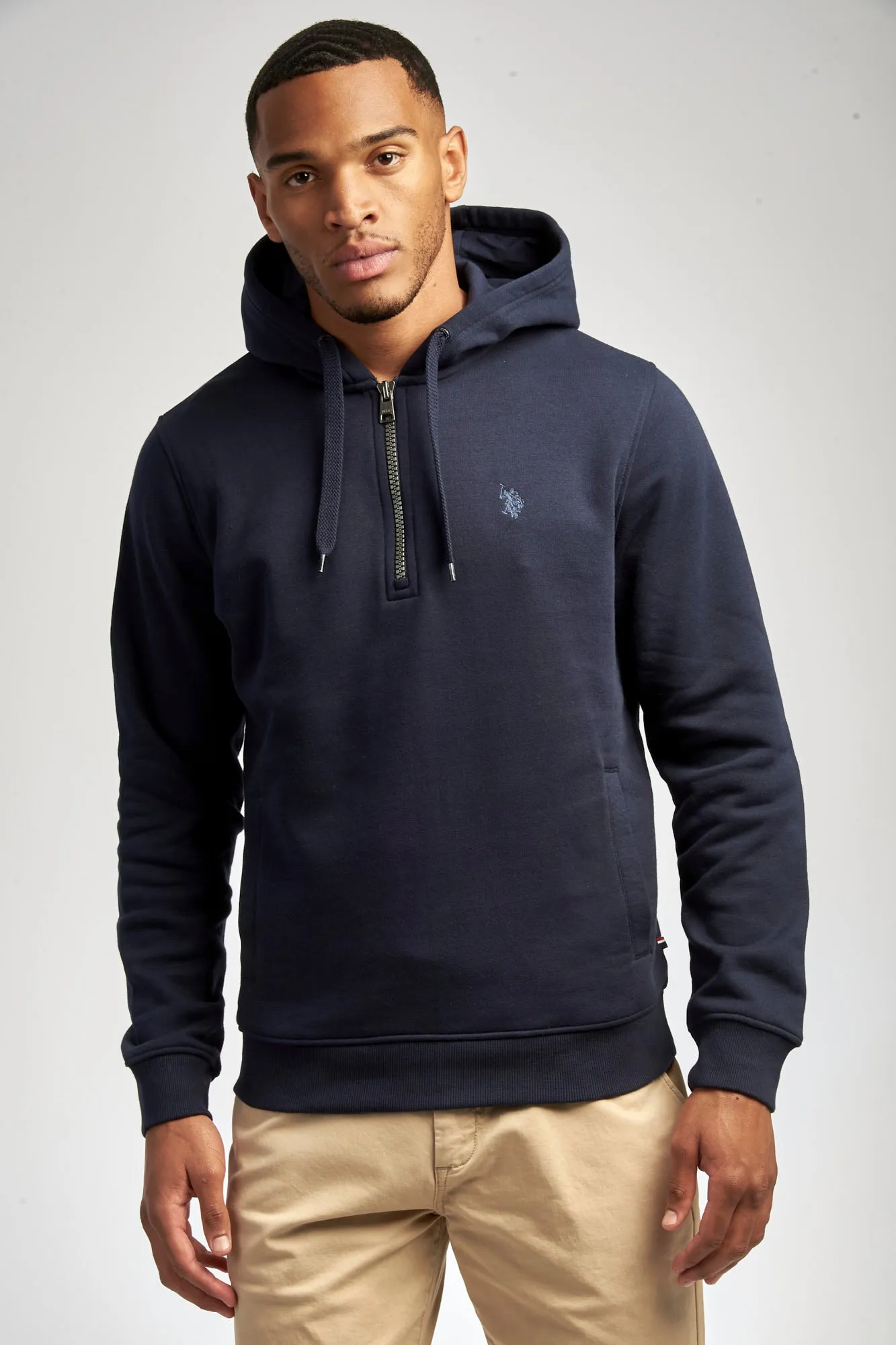 Mens Quarter Zip Hoodie in Navy Blue