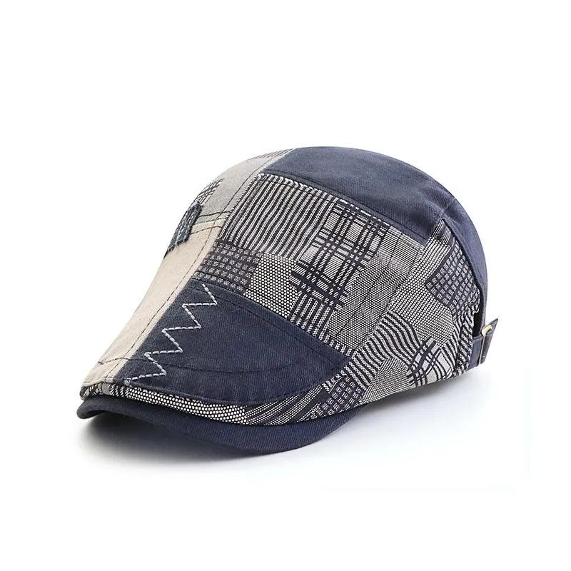 Men's Vintage Patchwork Plaid Hat 31523964M