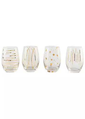 Mikasa Cheers Set of Four Metallic Gold 590ml Stemless Wine Glasses | Kaleidoscope