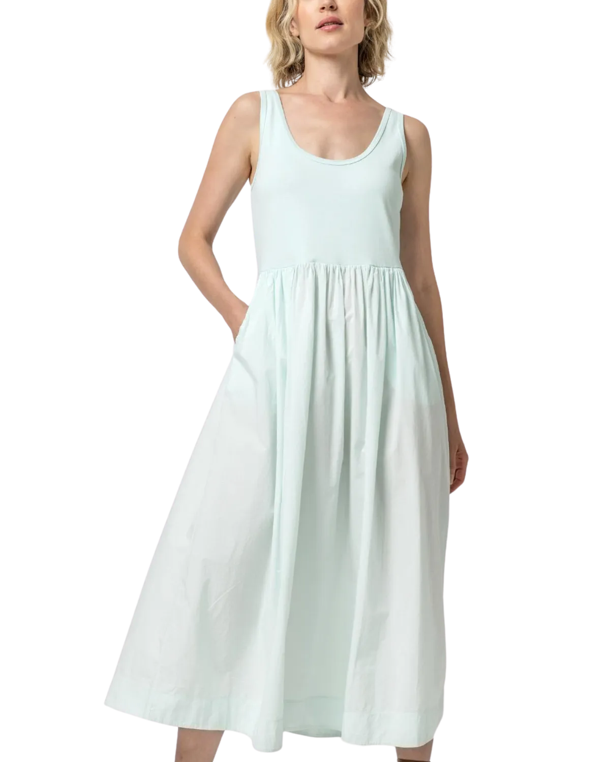 Mixed Media Maxi Dress (Sky Blue)