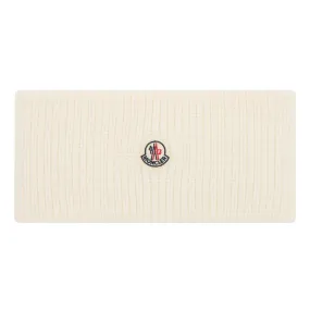 MONCLER Logo Rib Knit Headband - WHITE