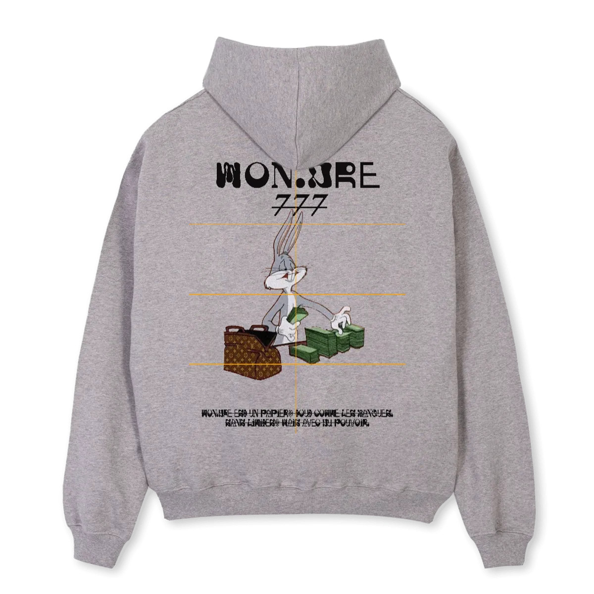 MONDRE BUGGS MONEY Grey Marl Oversized Hoodie.