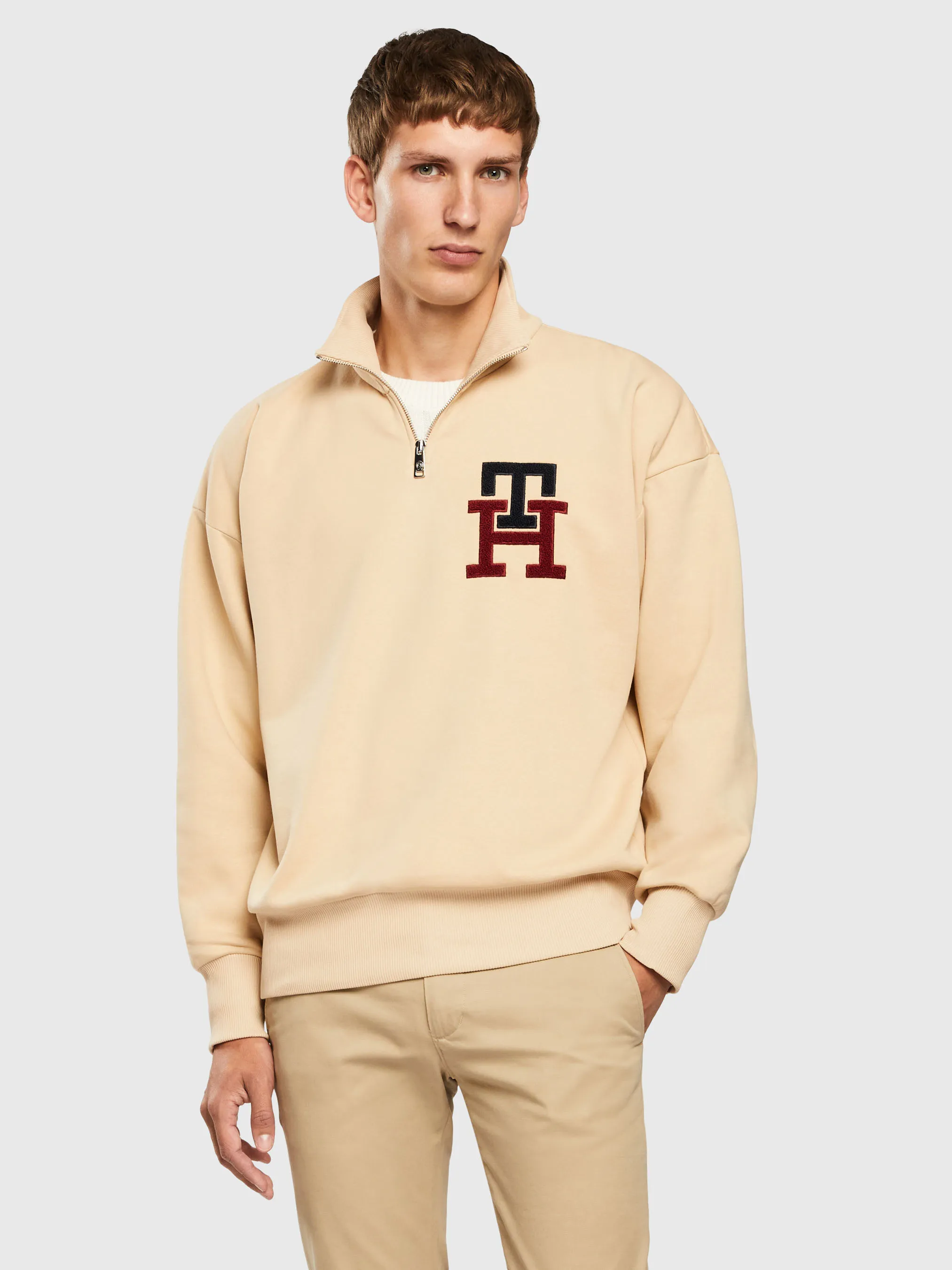 Monogram Applique Half-Zip Sweatshirt | Sweatshirts & Hoodies| Tommy Hilfiger