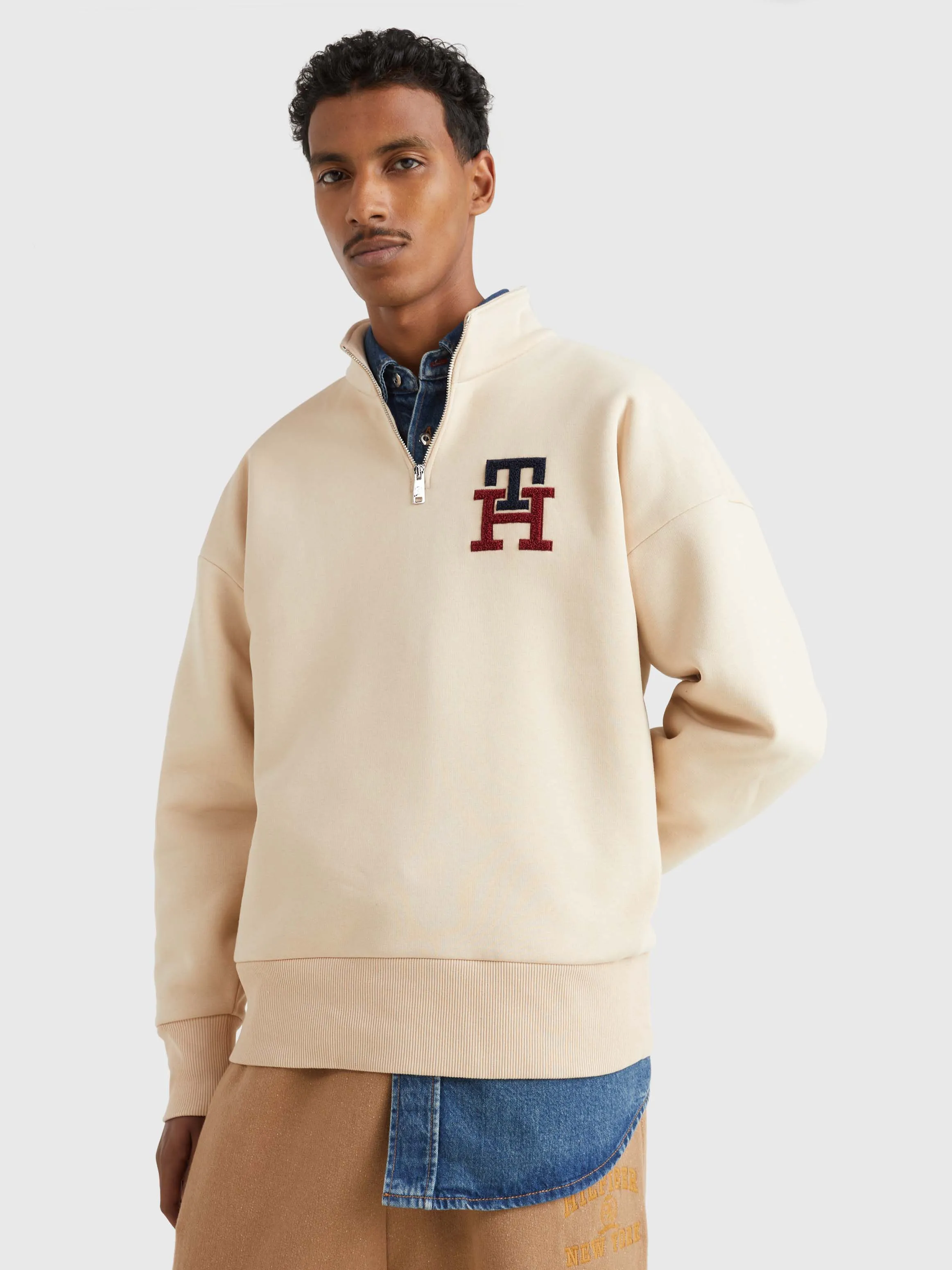 Monogram Applique Half-Zip Sweatshirt | Sweatshirts & Hoodies| Tommy Hilfiger