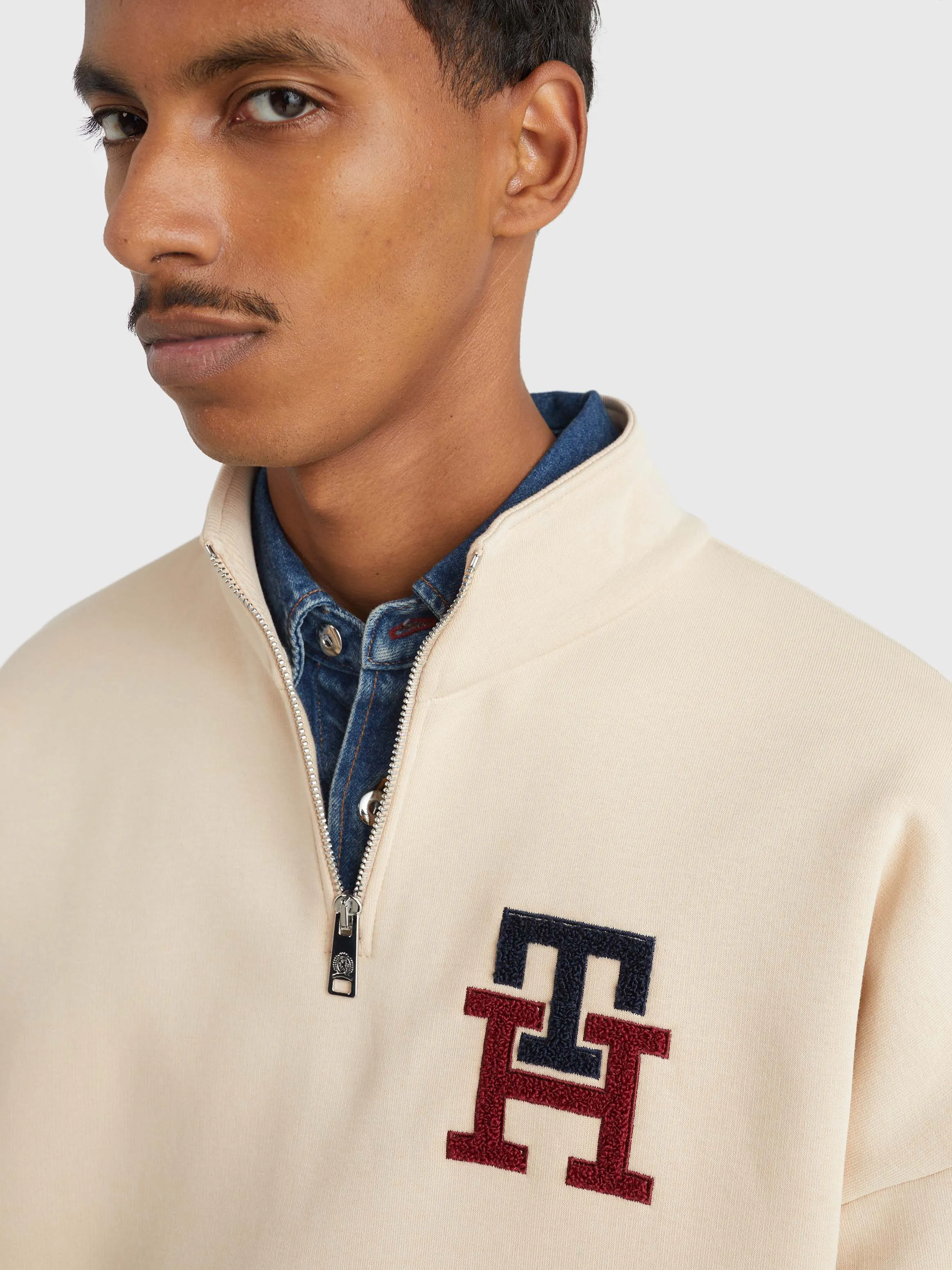 Monogram Applique Half-Zip Sweatshirt | Sweatshirts & Hoodies| Tommy Hilfiger