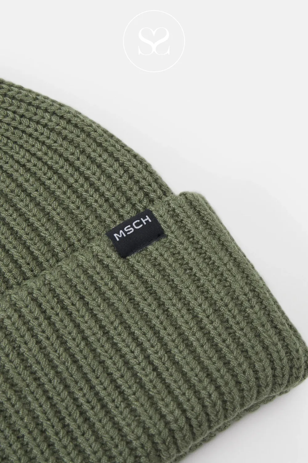 MOSS COPENHAGEN - RACHELLE OLIVE GREEN BEANIE HAT