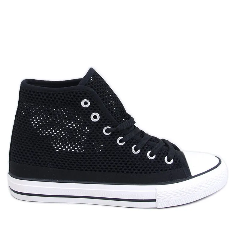 Mousse Black openwork high-top sneakers