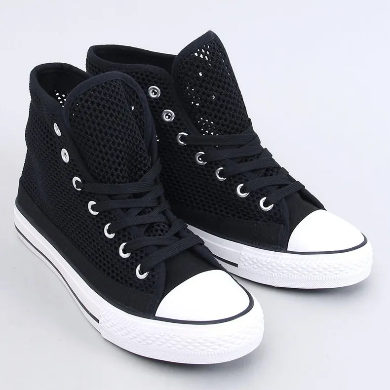 Mousse Black openwork high-top sneakers