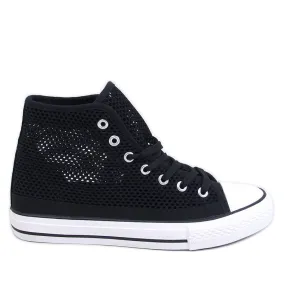 Mousse Black openwork high-top sneakers