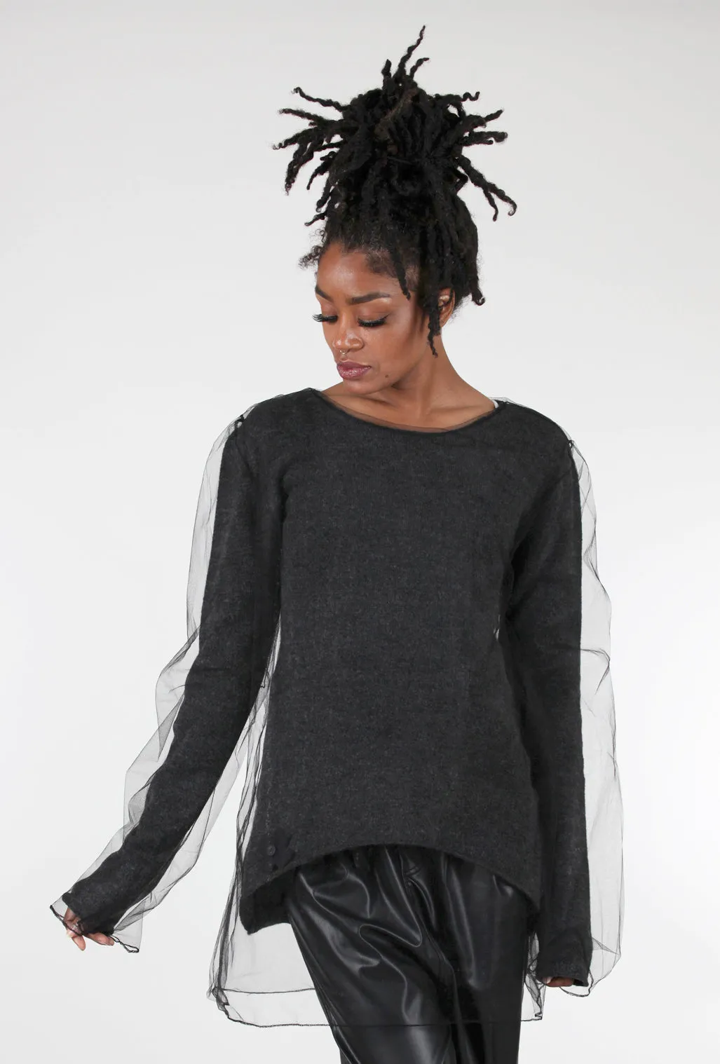 My Mesh-Over-Sweater Sweater, Anthracite