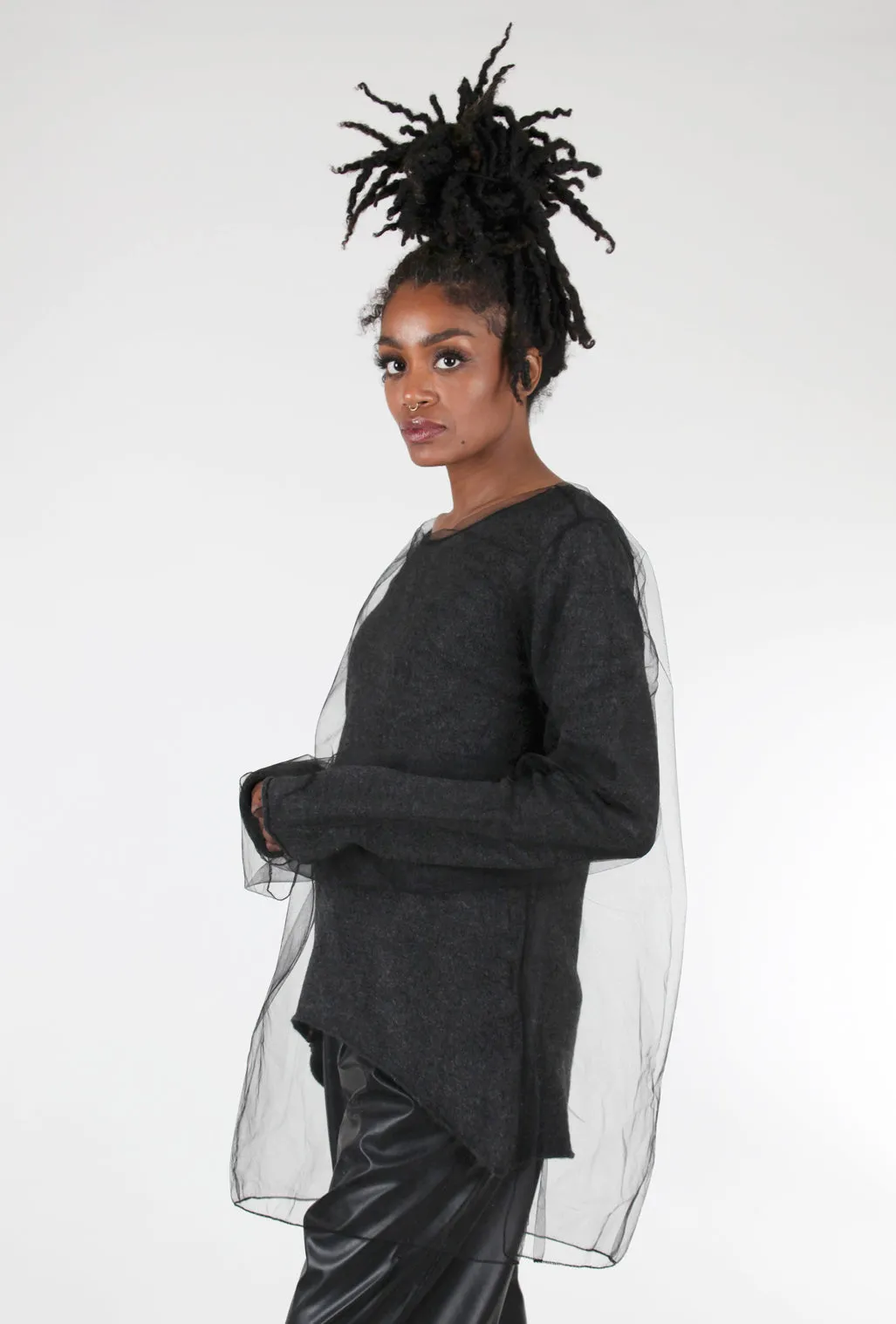 My Mesh-Over-Sweater Sweater, Anthracite