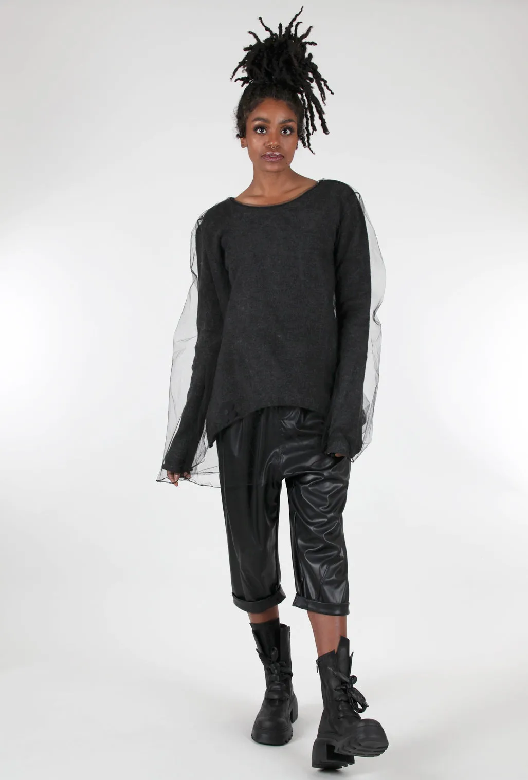 My Mesh-Over-Sweater Sweater, Anthracite