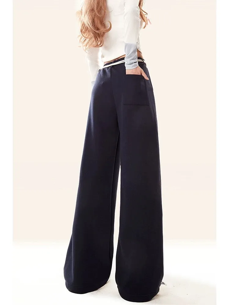 Natural wide-leg sports pants for women in spring and autumn new trendy straight casual pants loose bf lazy style trousers