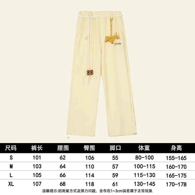 Natural wide-leg sports pants for women in spring and autumn new trendy straight casual pants loose bf lazy style trousers