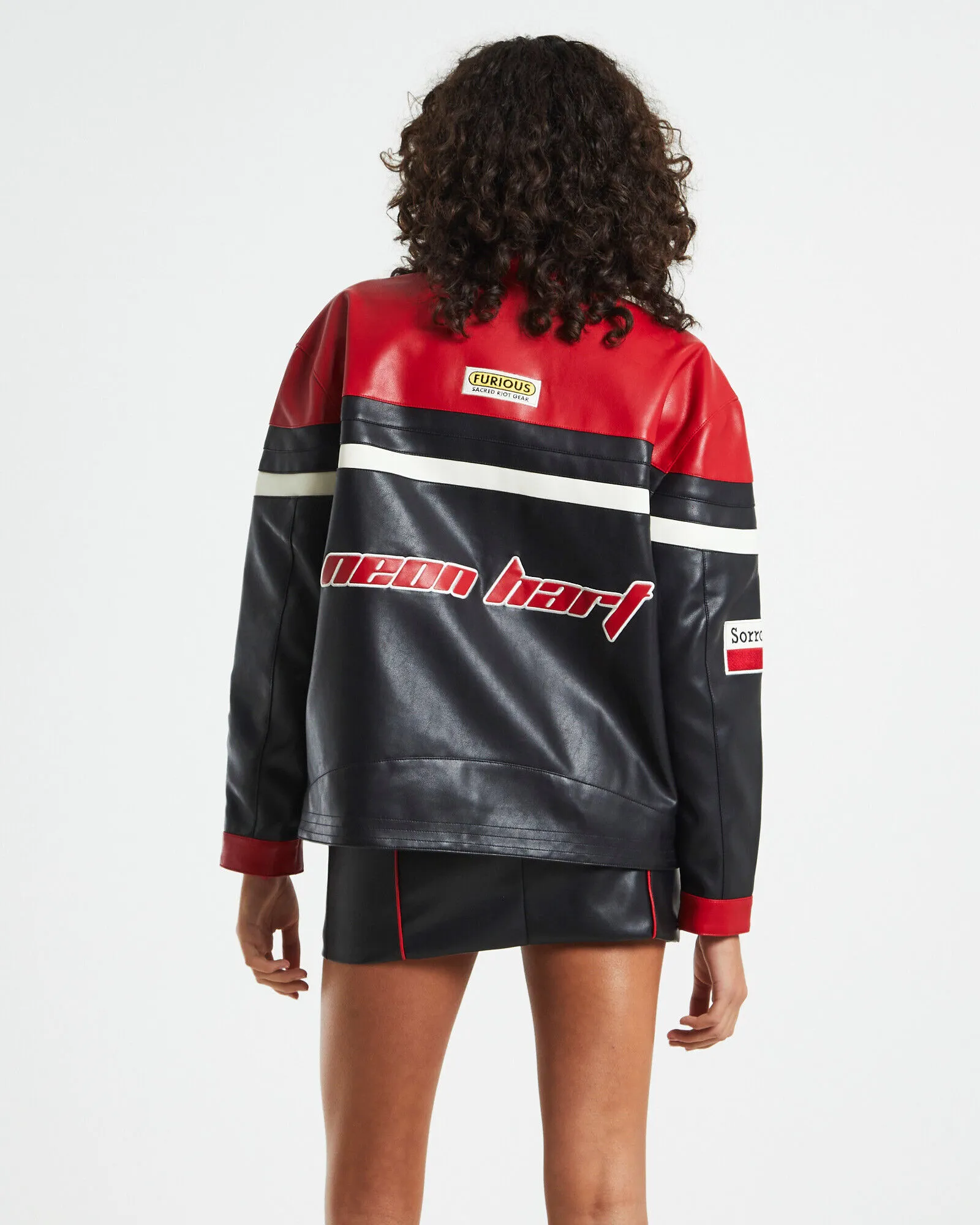 Neon Hart Koko Oversized Moto Jacket Black/Red